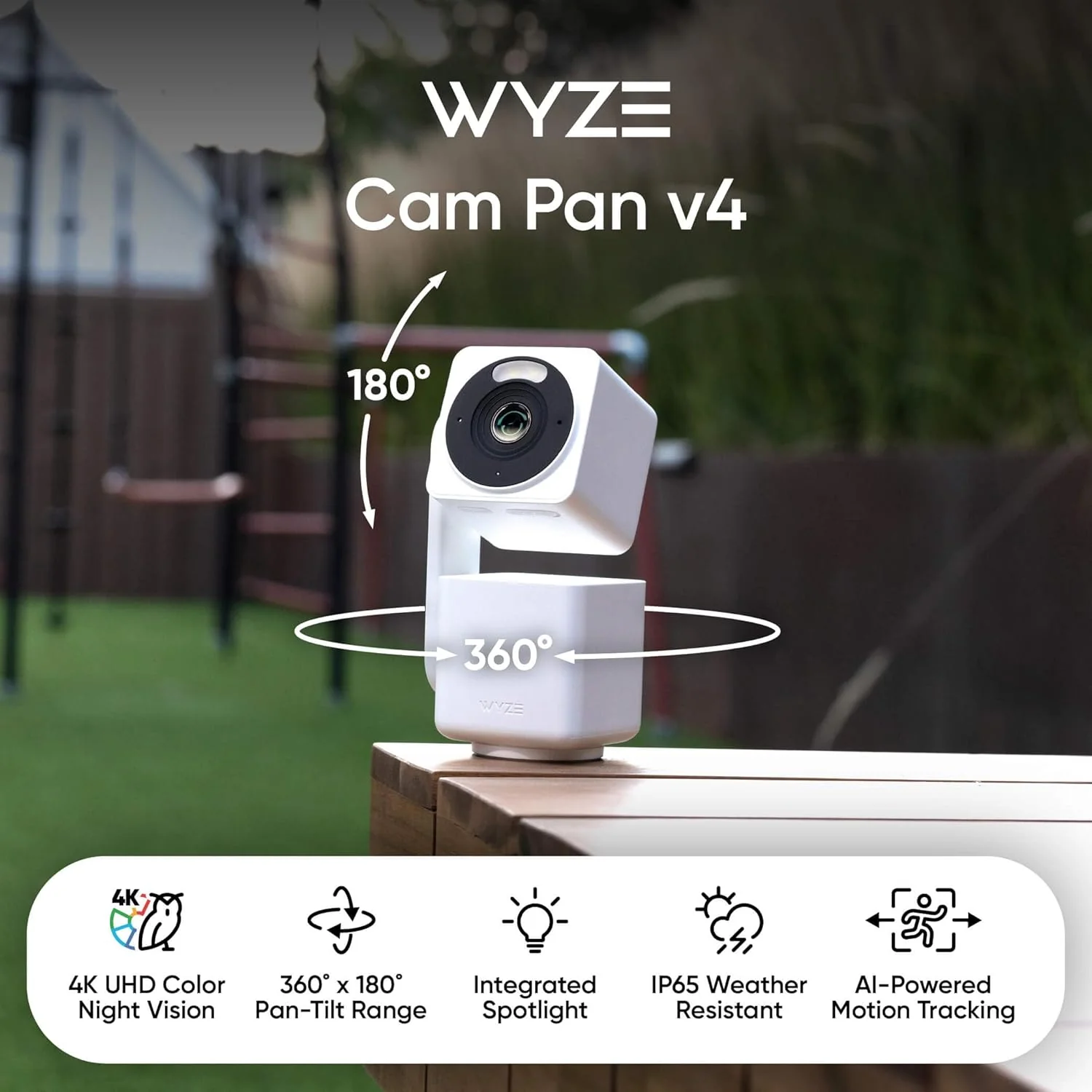 Wyze Cam Pan v4 4K Smart Security Camera, AI Indoor/Outdoor Camera with Color Night Vision, Pan/Tilt/Zoom, Voice Assistant Compatibility - Image 2
