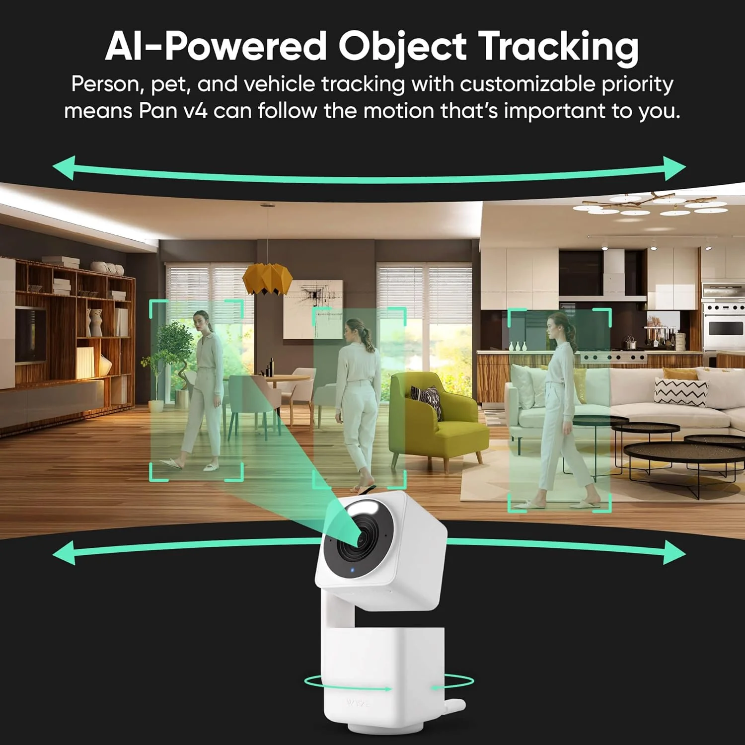 Wyze Cam Pan v4 4K Smart Security Camera, AI Indoor/Outdoor Camera with Color Night Vision, Pan/Tilt/Zoom, Voice Assistant Compatibility - Image 5