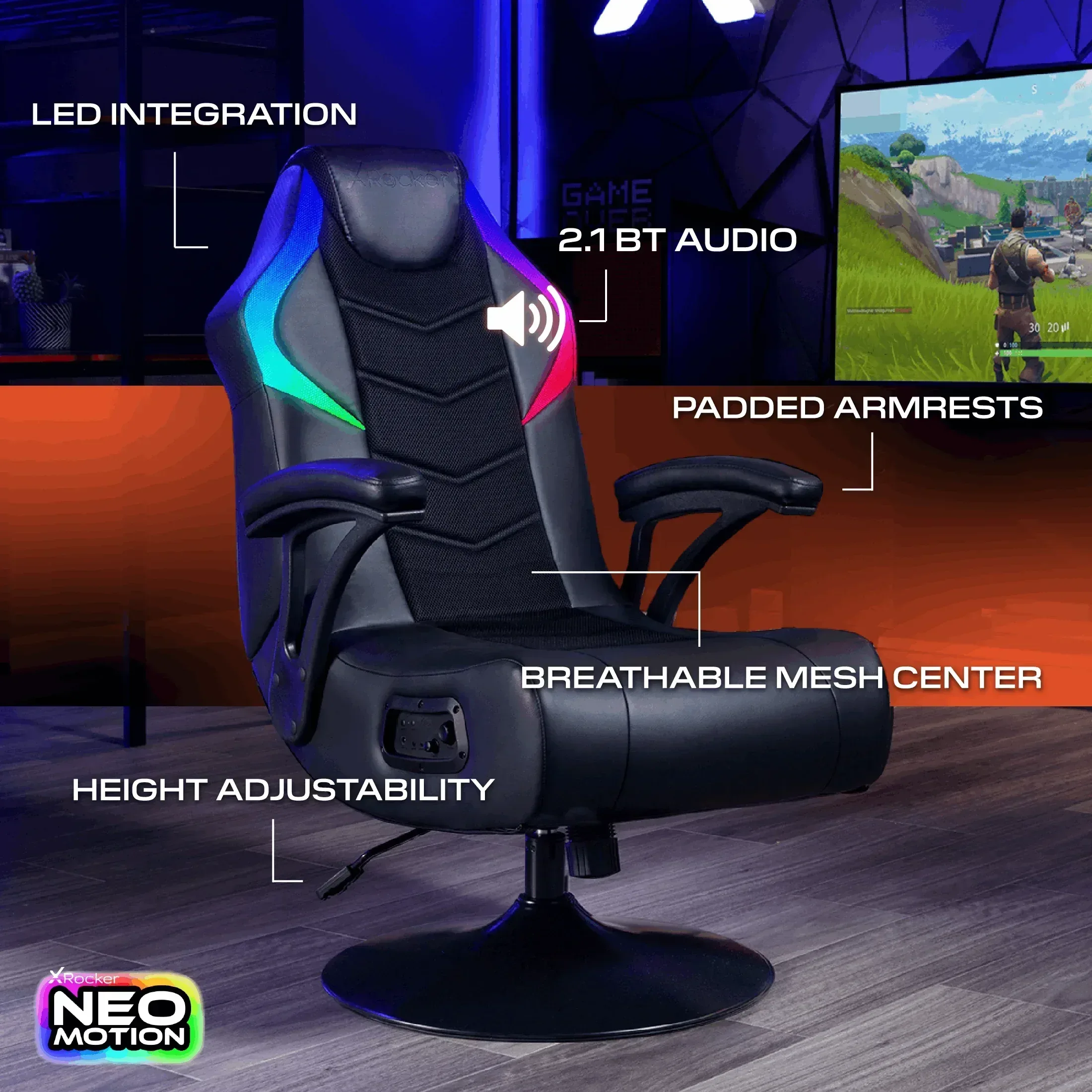 X Rocker Nemesis RGB Pedestal Gaming Chair, Black - Image 5