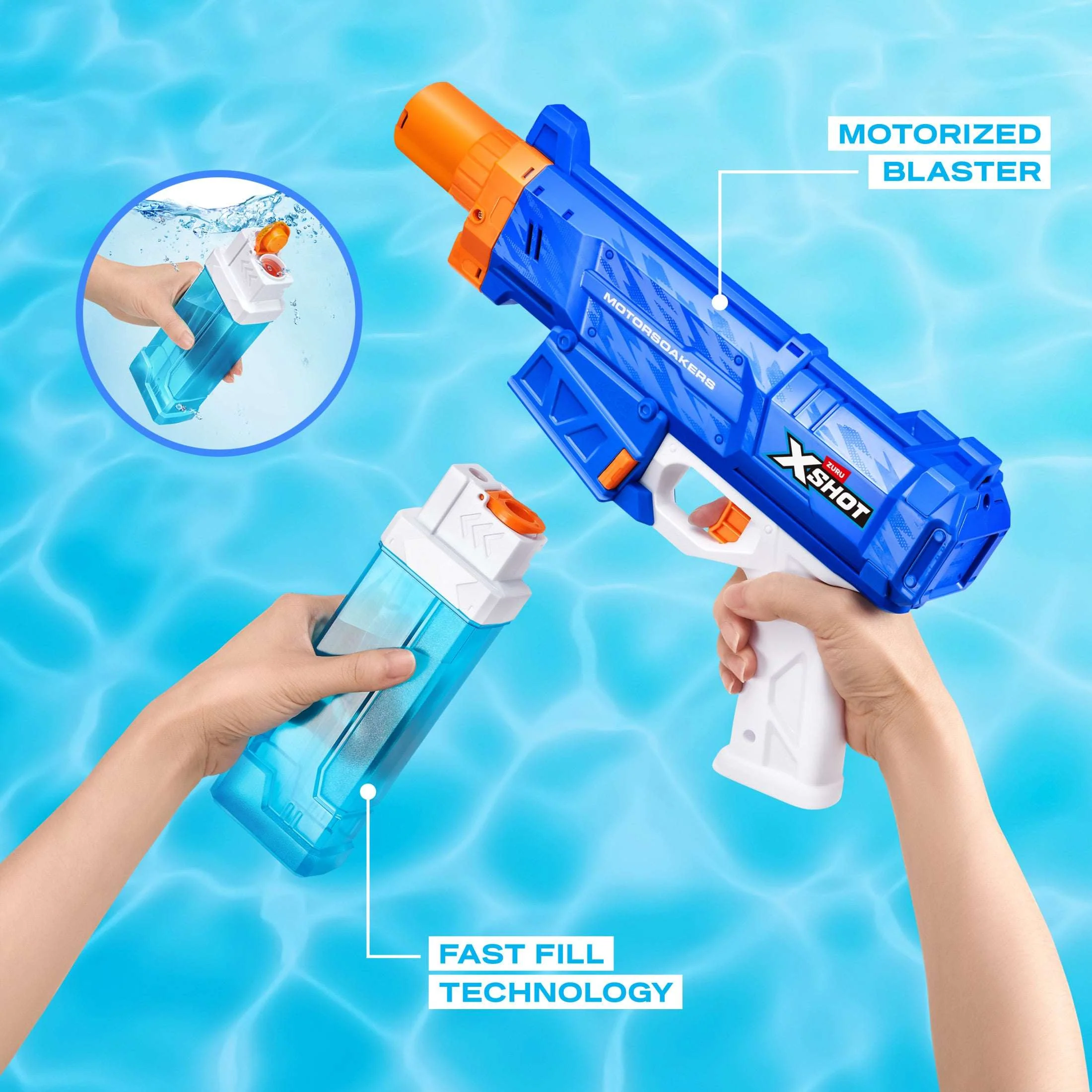 XSHOT Water Turbo Stream Motor Soaker (23ft Range) Motorized Outdoor Water Blaster by ZURU for Kids, Teens & Adults Ages 8+ - Image 3