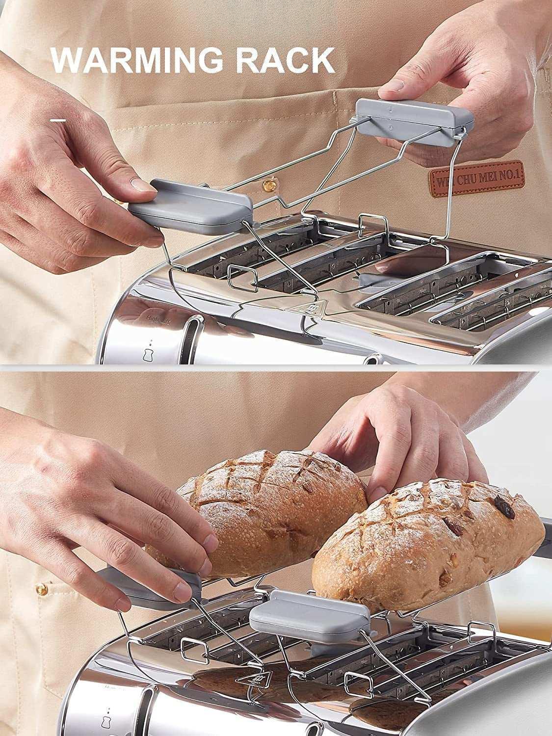 Toaster, Retro Bagel Toaster Toaster with 7 Bread Shade Settings, 2 Extra Wide Slots, Defrost/Bagel/Cancel Function, Removable Crumb Tray, Stainless Steel Toaster by Yabano, Silver - Image 19