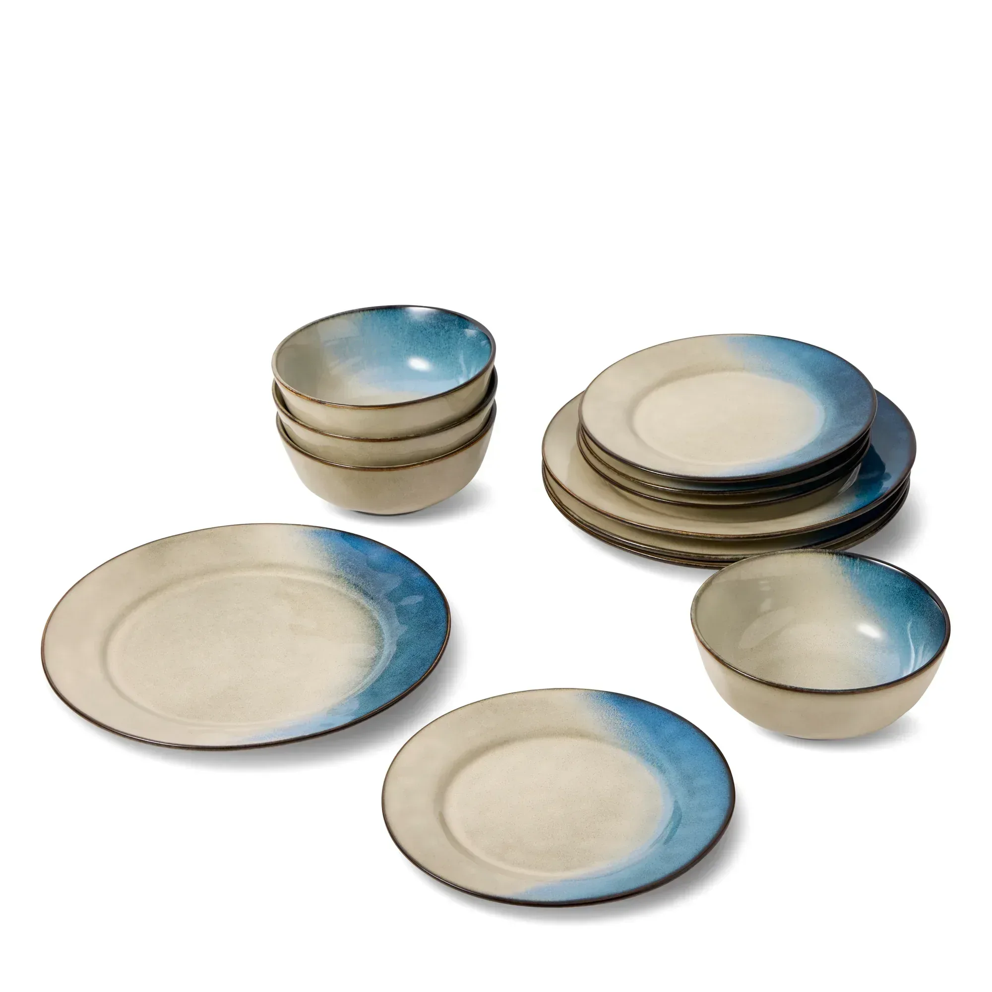 Yellowstone Canto 12-Piece Blue Reactive Ceramic Dinnerware Set - Image 6