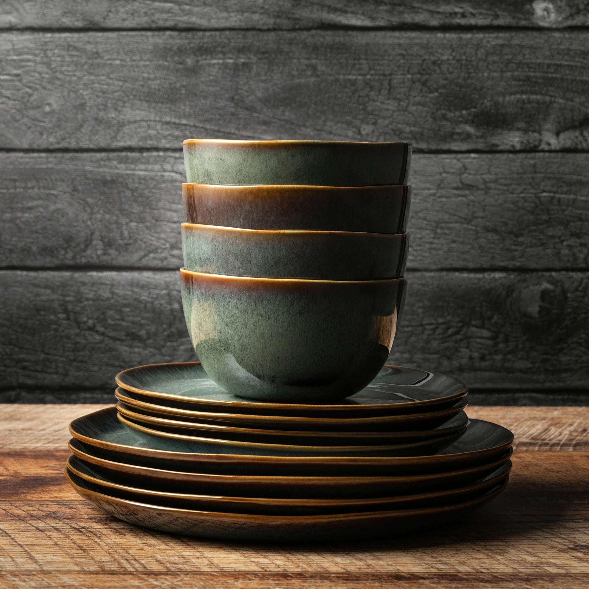 Yellowstone Dutton 12-Piece Reactive Ceramic Dinnerware Set - Image 2