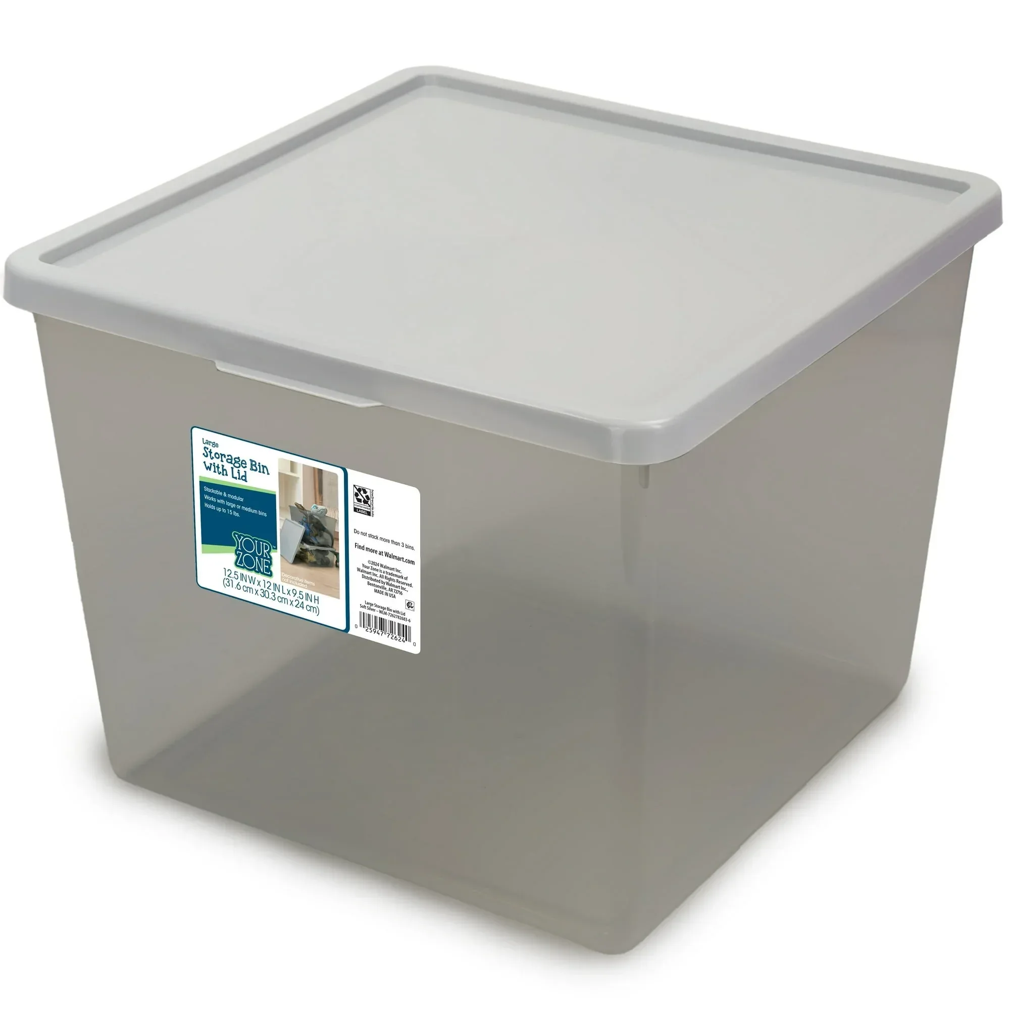 Your Zone Kids Large Plastic Stacking Storage Bin with Lid, 12 in x 12.4 in x 9.4 in - Image 8