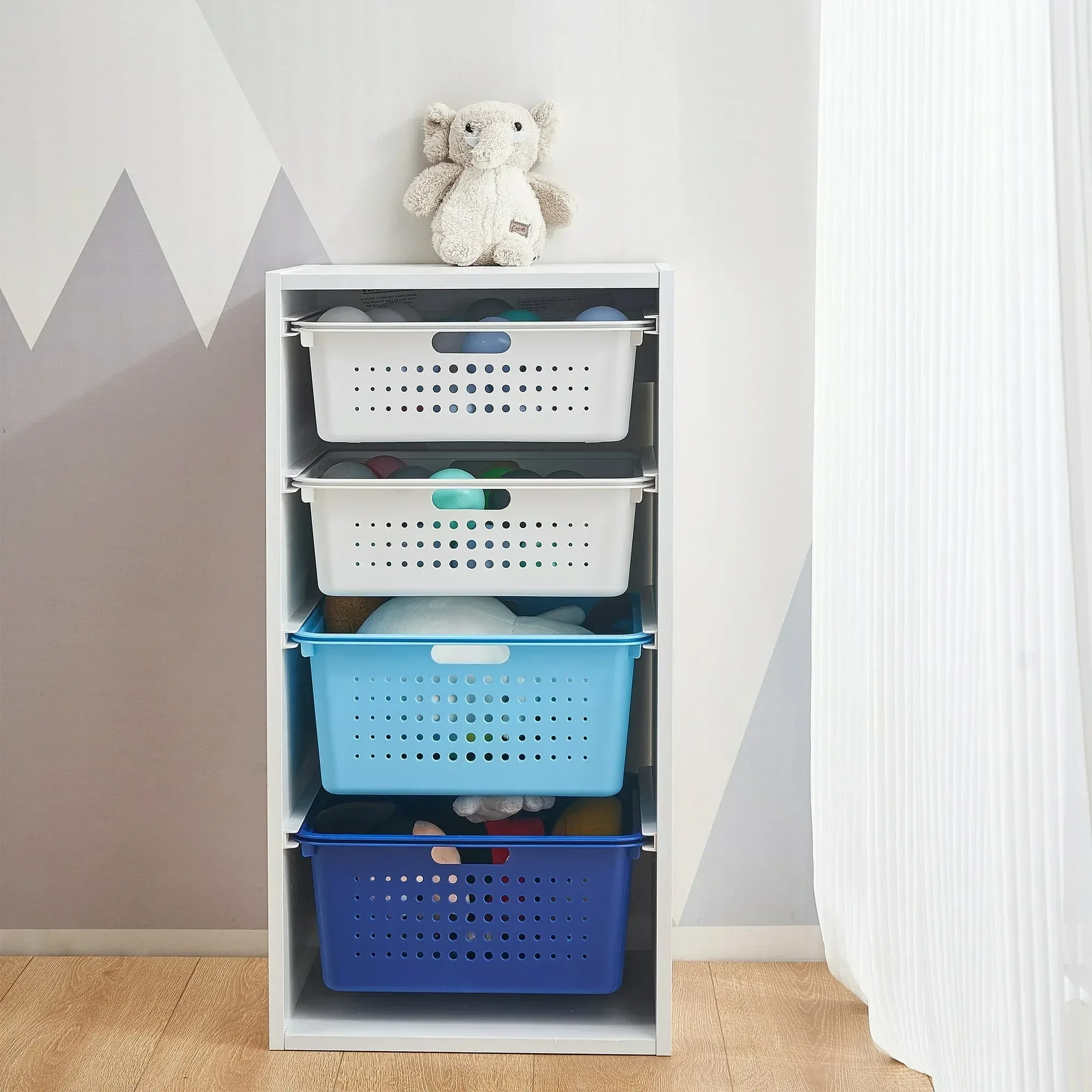 Your Zone Kids Sliding Bin Organizer with 4 Storage Bins - Image 10