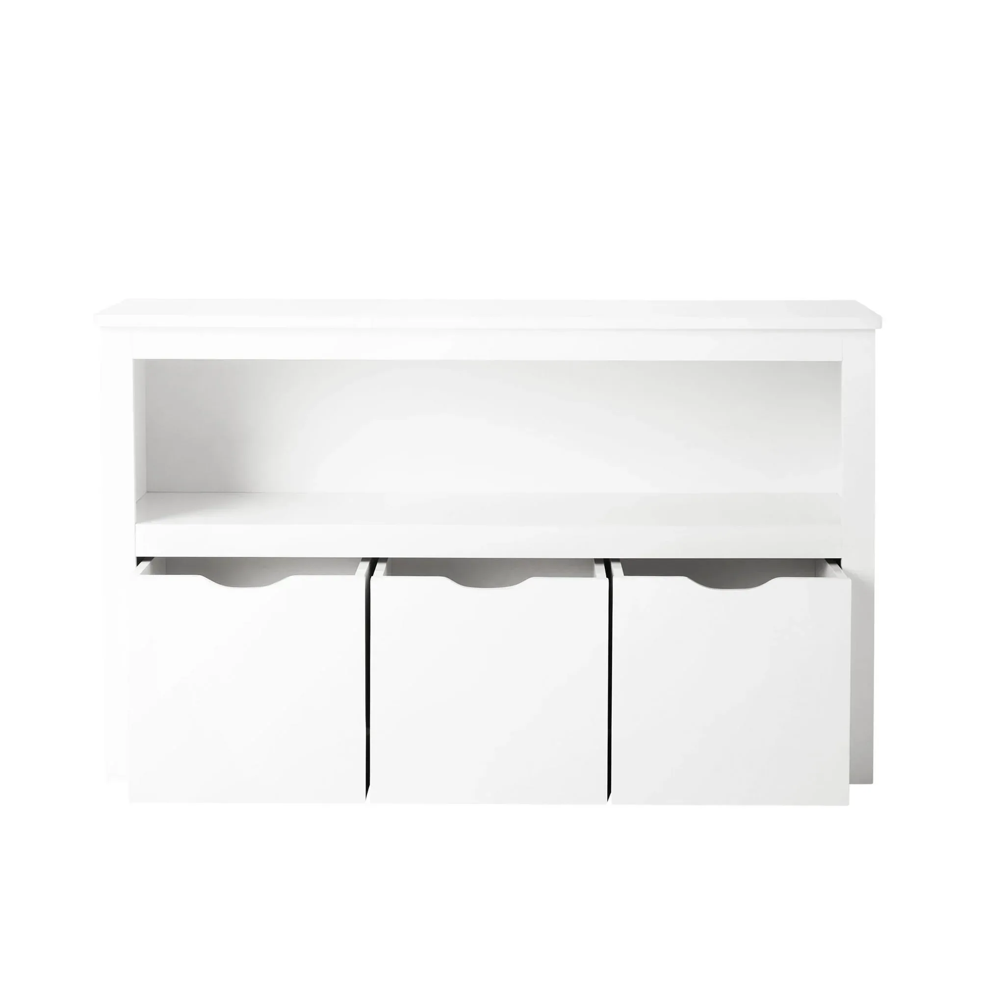 Your Zone Kids Toy Storage Cabinet with Three Rolling Bins, White Finish - Image 4