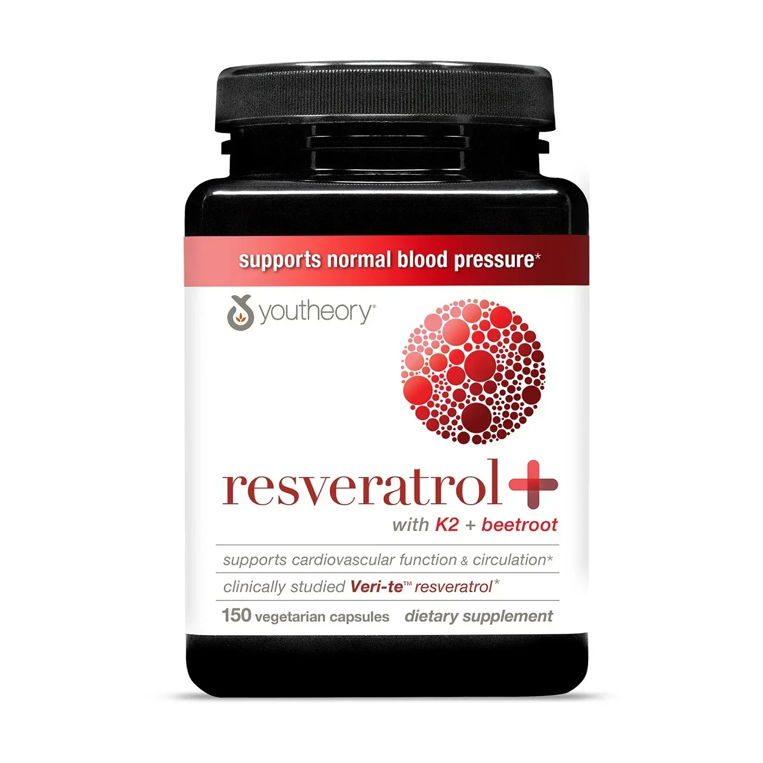 Youtheory Resveratrol+ Supplement Capsules with Vitamin K2 and Beetroot, 150 Count