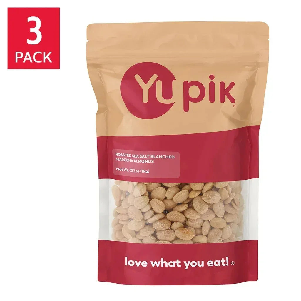 Yupik Roasted Sea Salt Blanched Marcona Almonds, 2.2 lbs, 3-pack