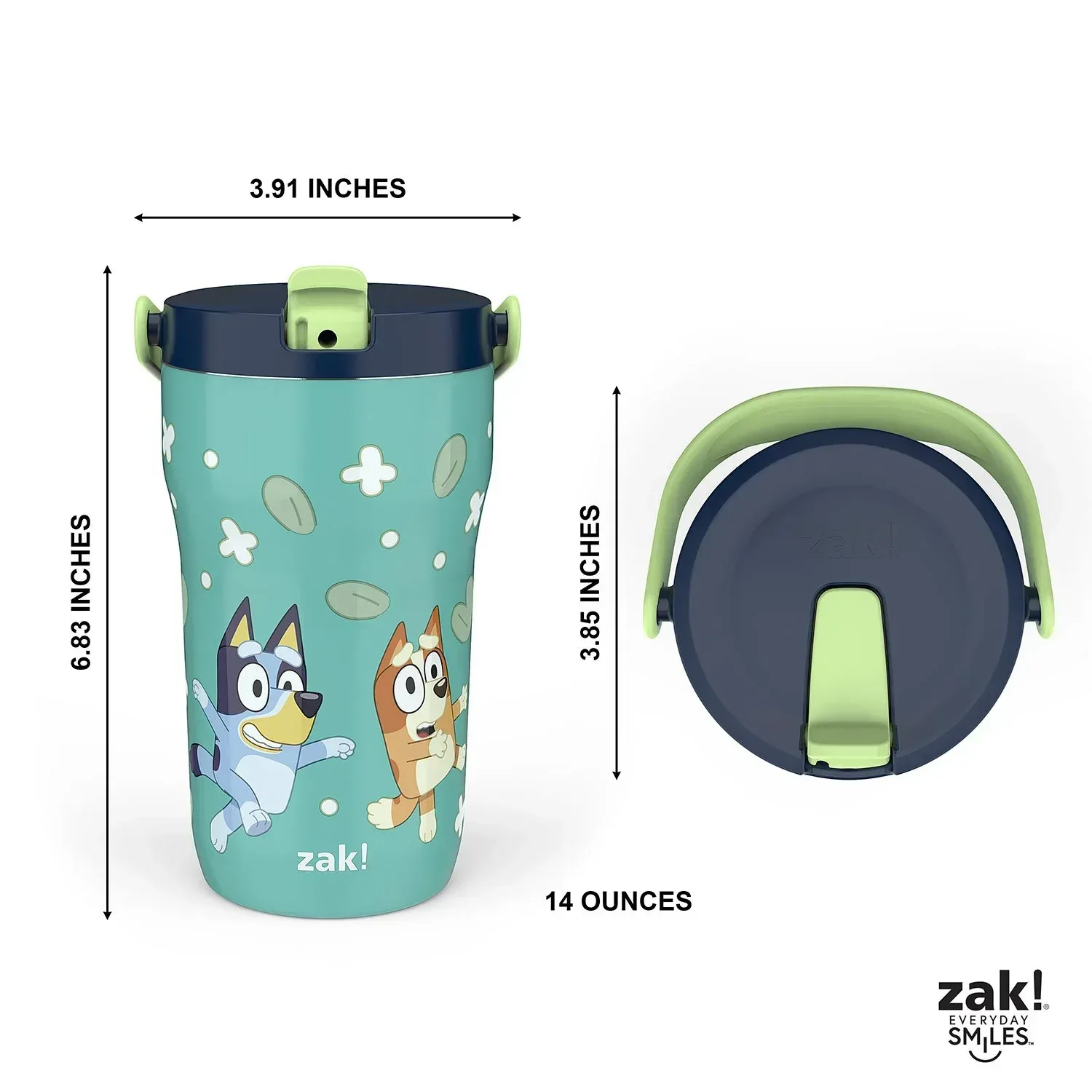 Zak Designs 14-oz. Stainless Steel Double Wall Sutton Grip Tumbler for Kids, 2-Piece Set, Assorted Characters - Image 4