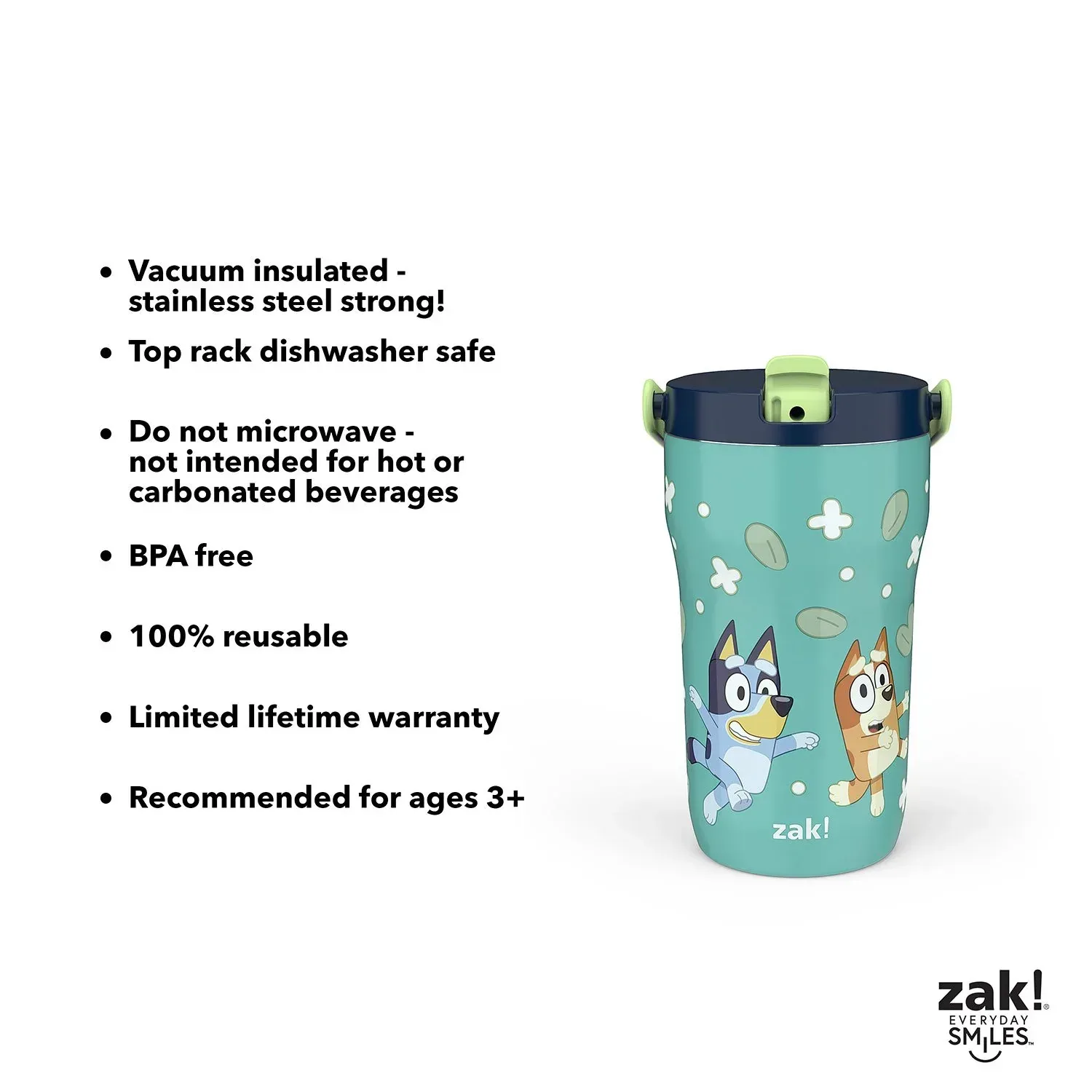 Zak Designs 14-oz. Stainless Steel Double Wall Sutton Grip Tumbler for Kids, 2-Piece Set, Assorted Characters - Image 5