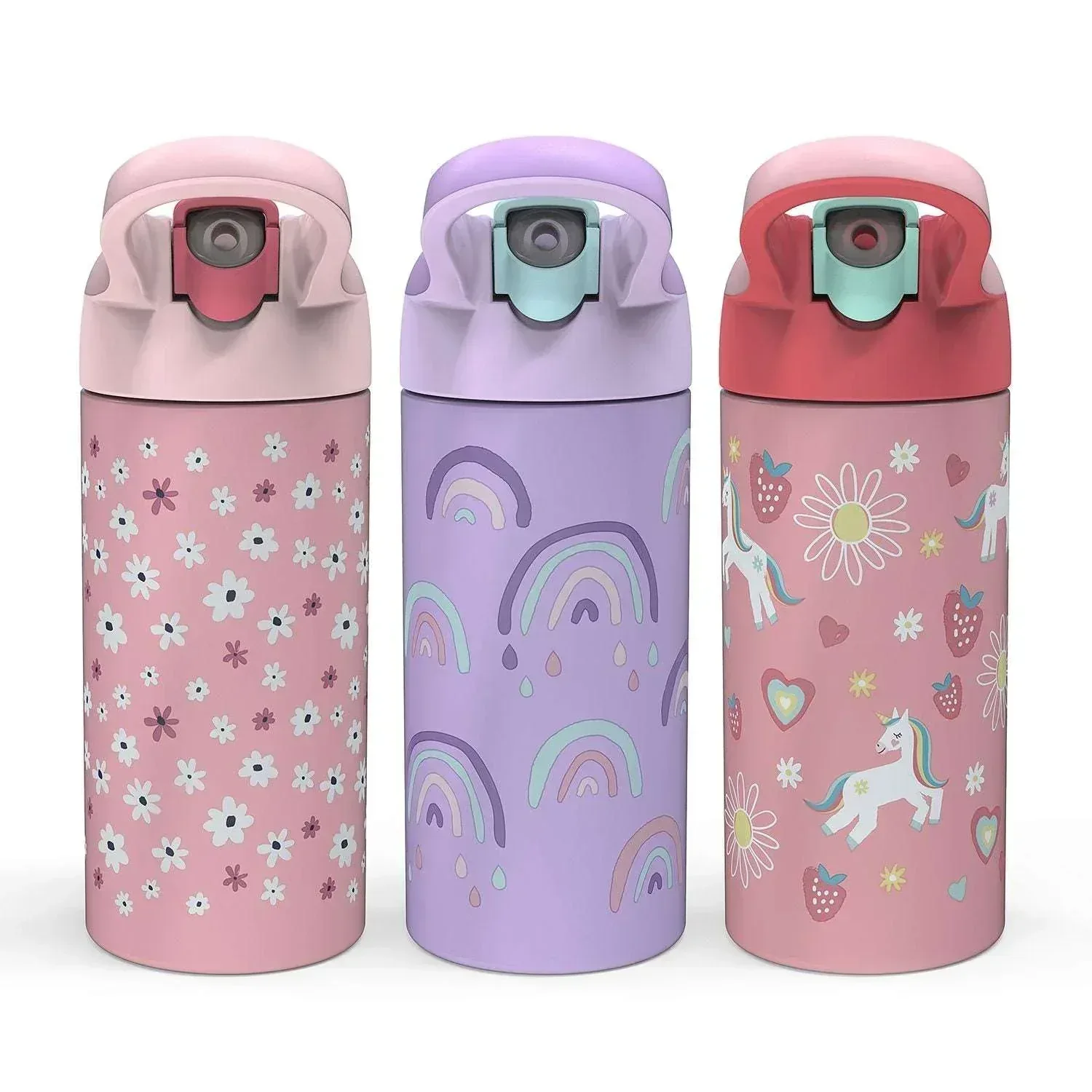 Zak Designs 14-Oz Stainless Steel Vacuum Insulated Water Bottle, 3-Piece Set (Assorted Colors) - Image 5
