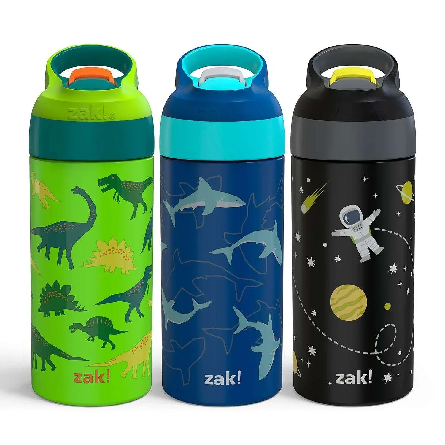 Zak Designs 14-Oz Stainless Steel Vacuum Insulated Water Bottle, 3-Piece Set (Assorted Colors) - Image 7