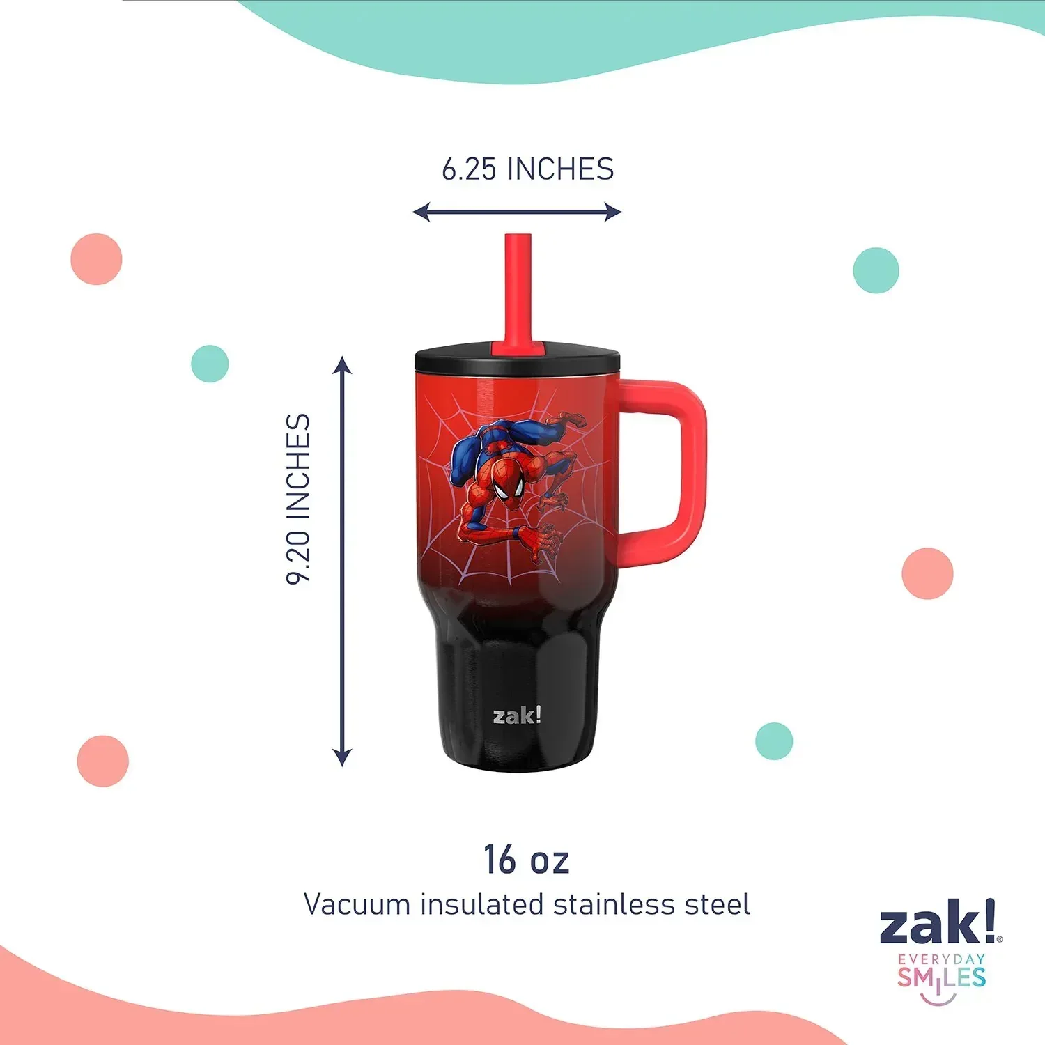 Zak Designs 16-oz Stainless Steel Double-Wall Tumbler for Kids with Straw, 2-Piece Set - Image 19