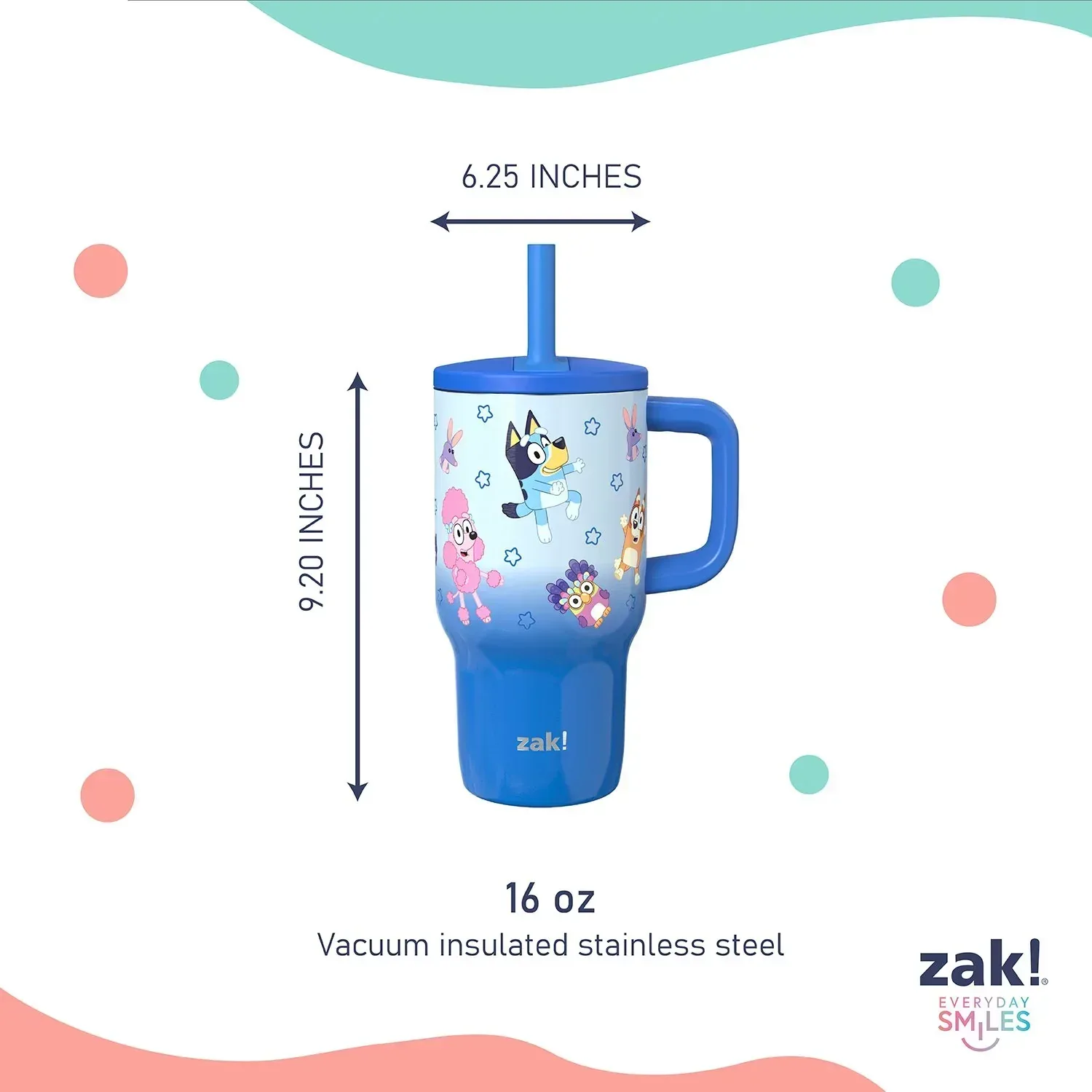 Zak Designs 16-oz Stainless Steel Double-Wall Tumbler for Kids with Straw, 2-Piece Set - Image 5