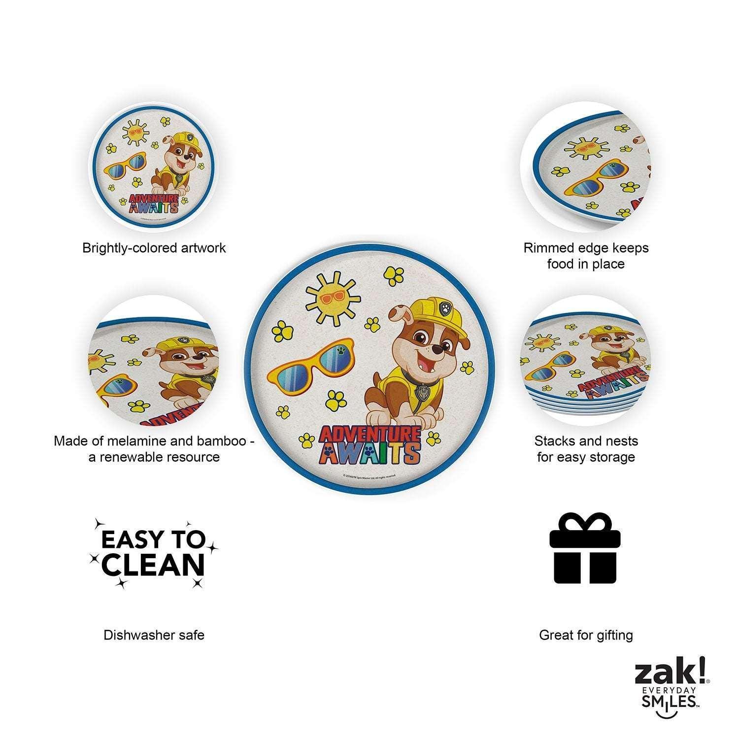 Zak Designs 8-Piece Bamboo Melamine Kids Dinnerware Set, Choose Character - Image 13