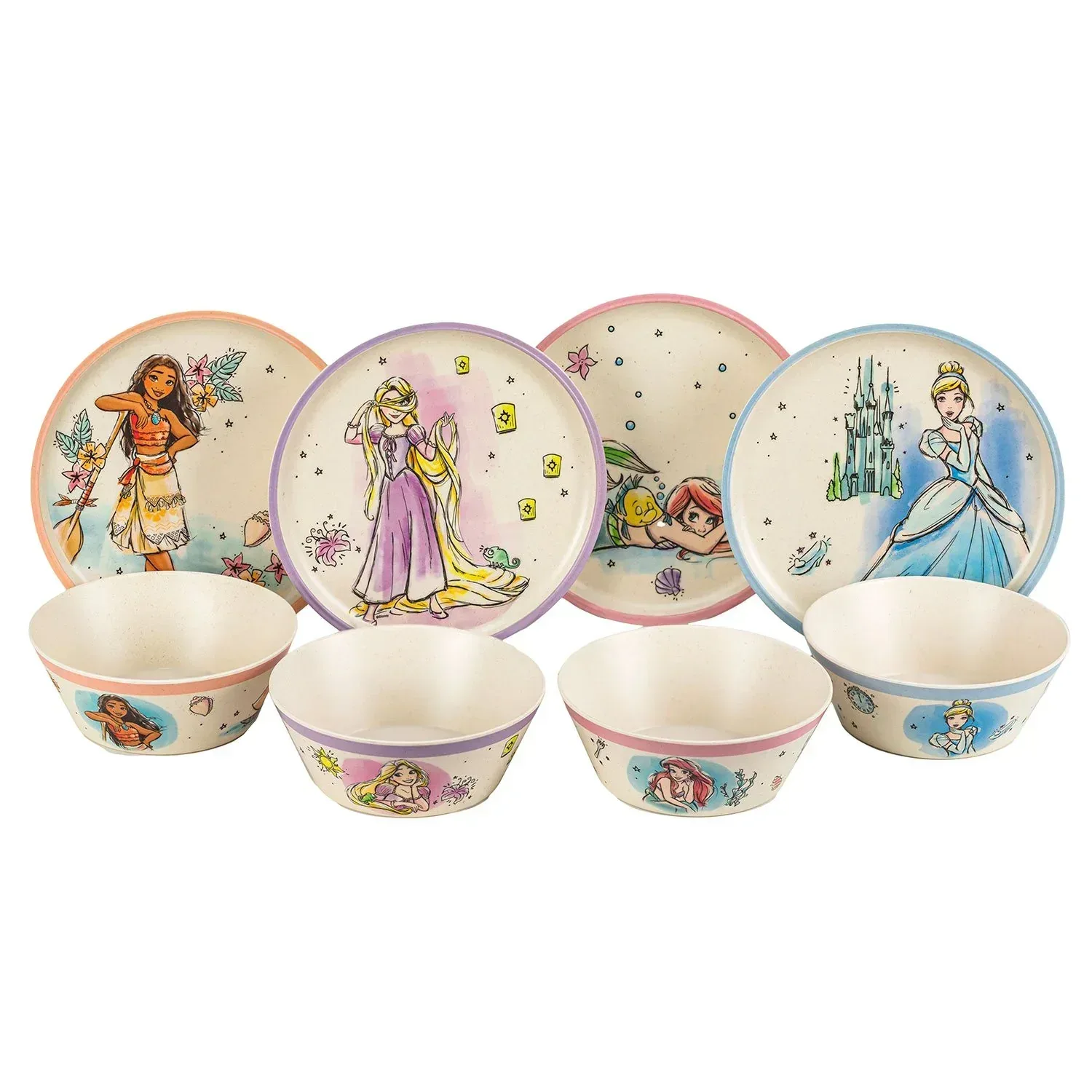 Zak Designs 8-Piece Bamboo Melamine Kids Dinnerware Set, Choose Character - Image 17