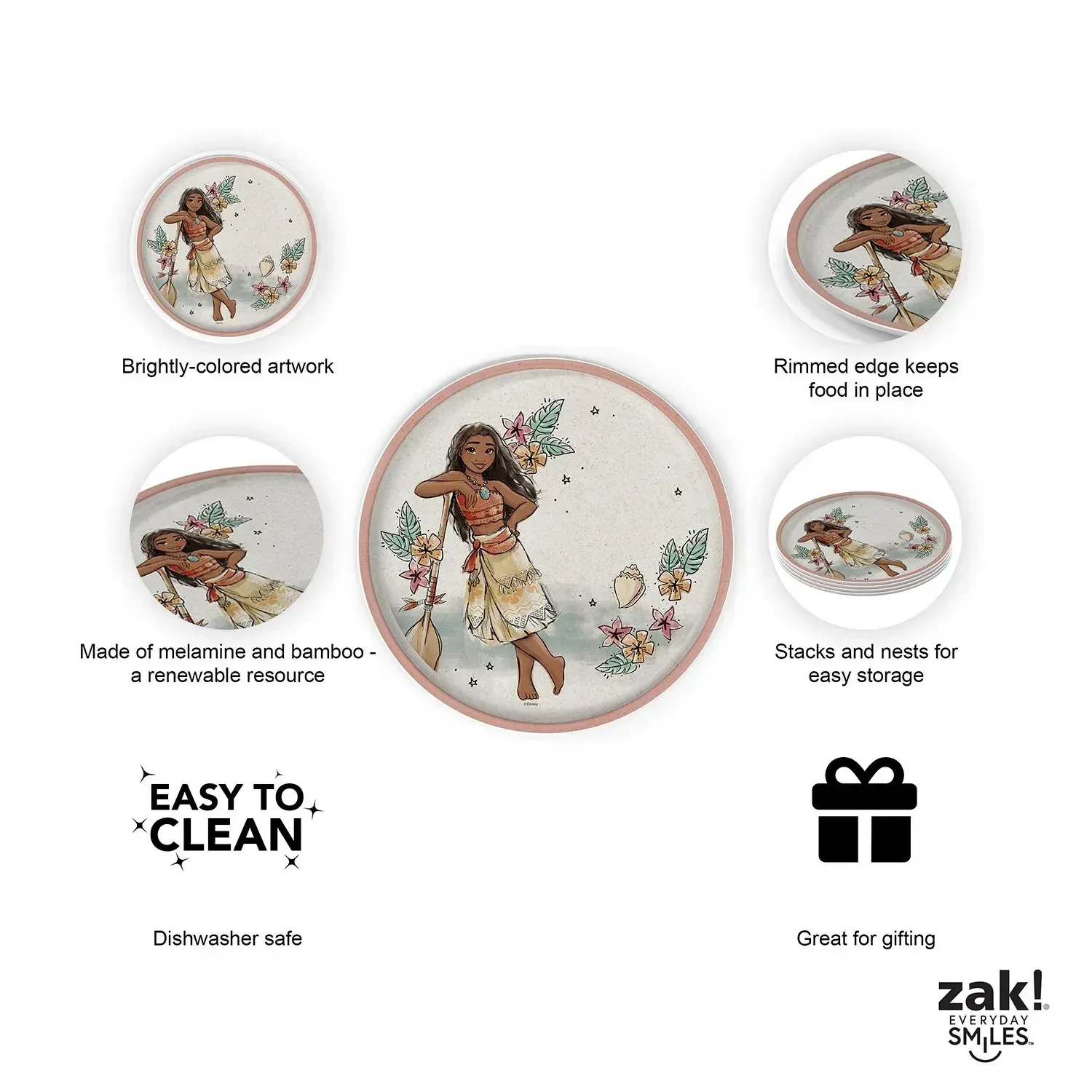 Zak Designs 8-Piece Bamboo Melamine Kids Dinnerware Set, Choose Character - Image 21