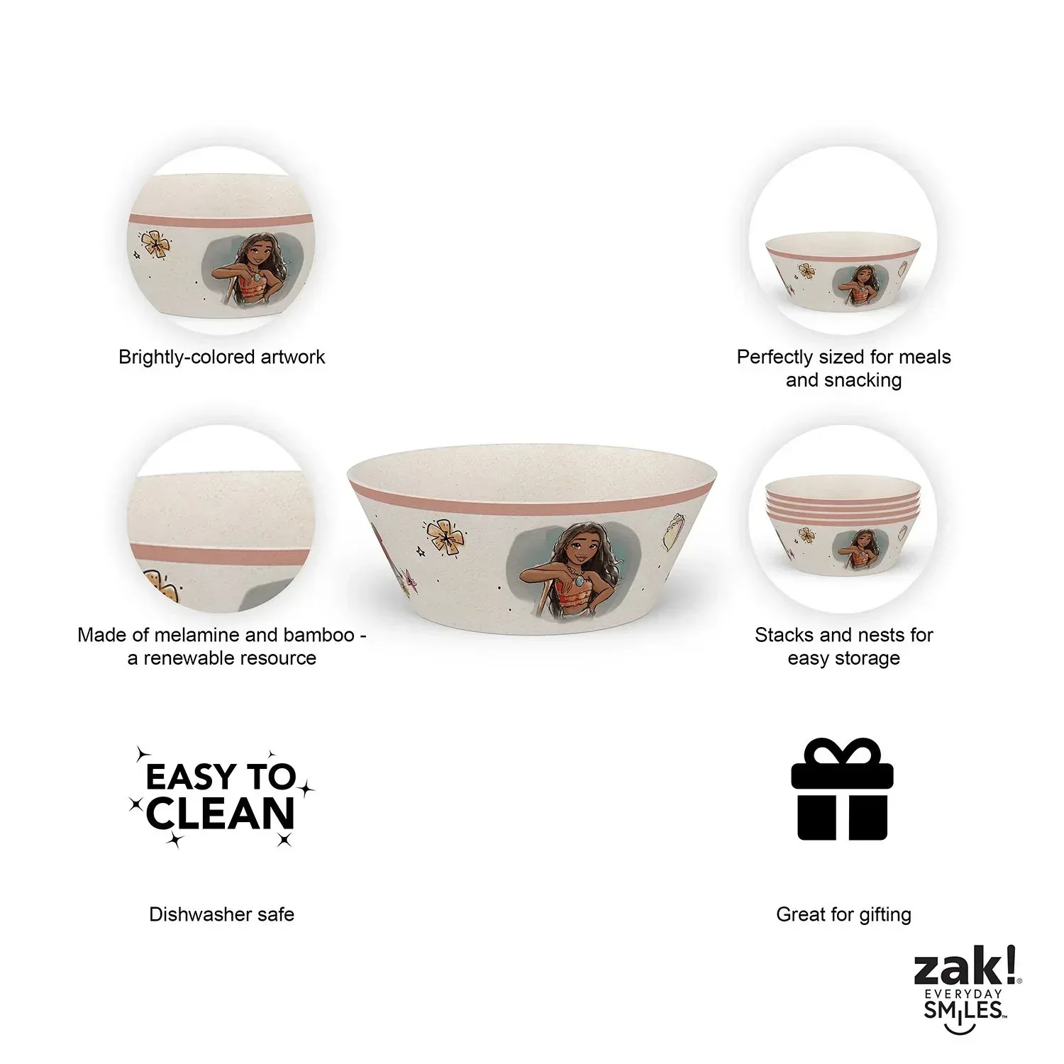 Zak Designs 8-Piece Bamboo Melamine Kids Dinnerware Set, Choose Character - Image 22