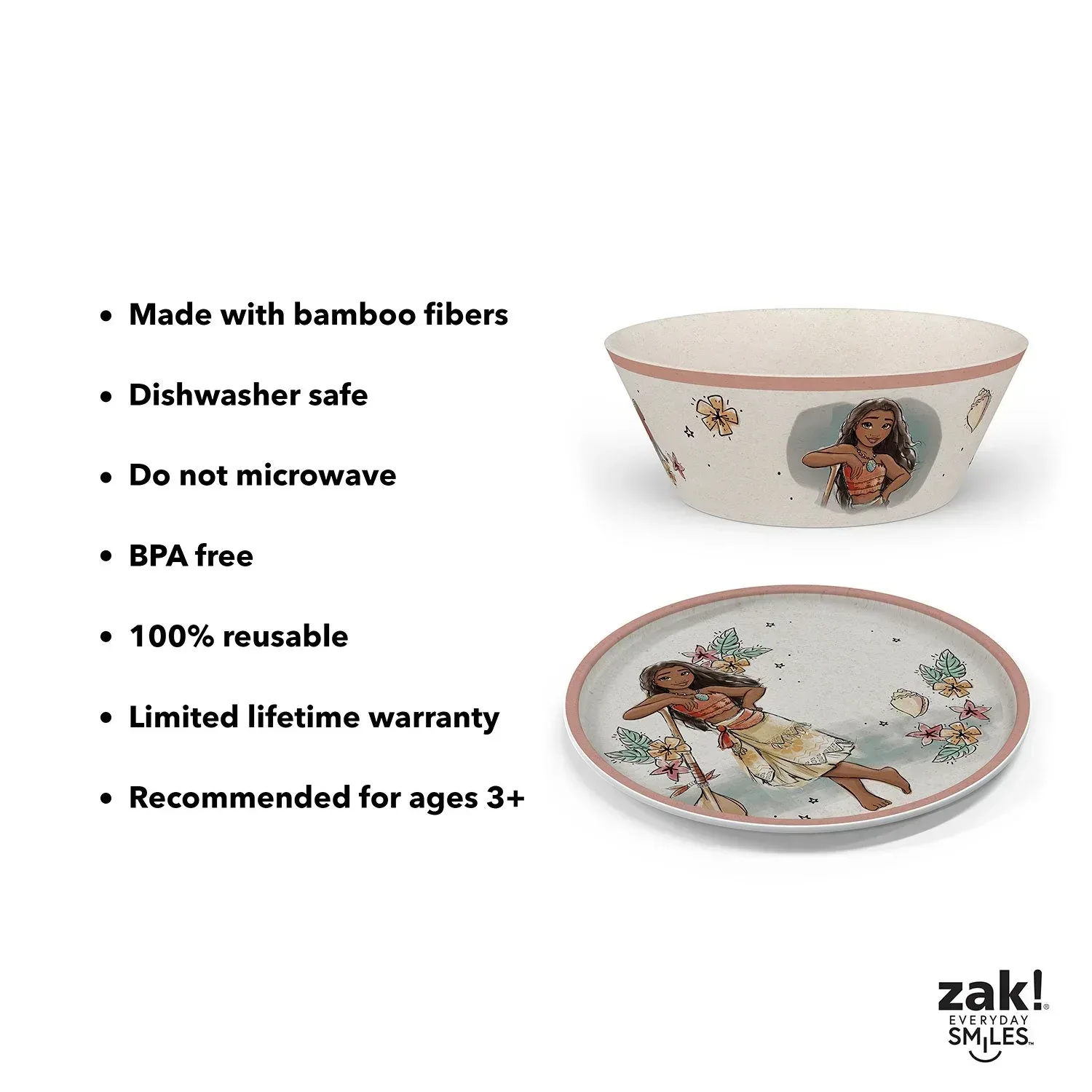 Zak Designs 8-Piece Bamboo Melamine Kids Dinnerware Set, Choose Character - Image 25