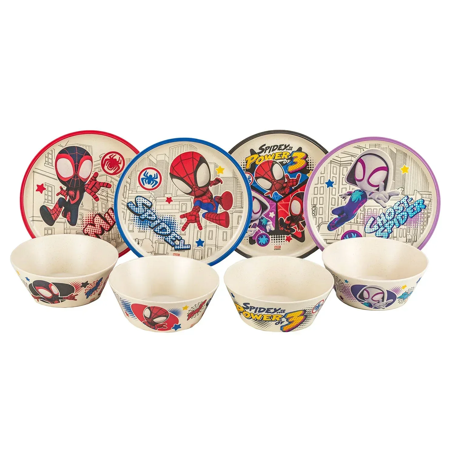 Zak Designs 8-Piece Bamboo Melamine Kids Dinnerware Set, Choose Character - Image 26