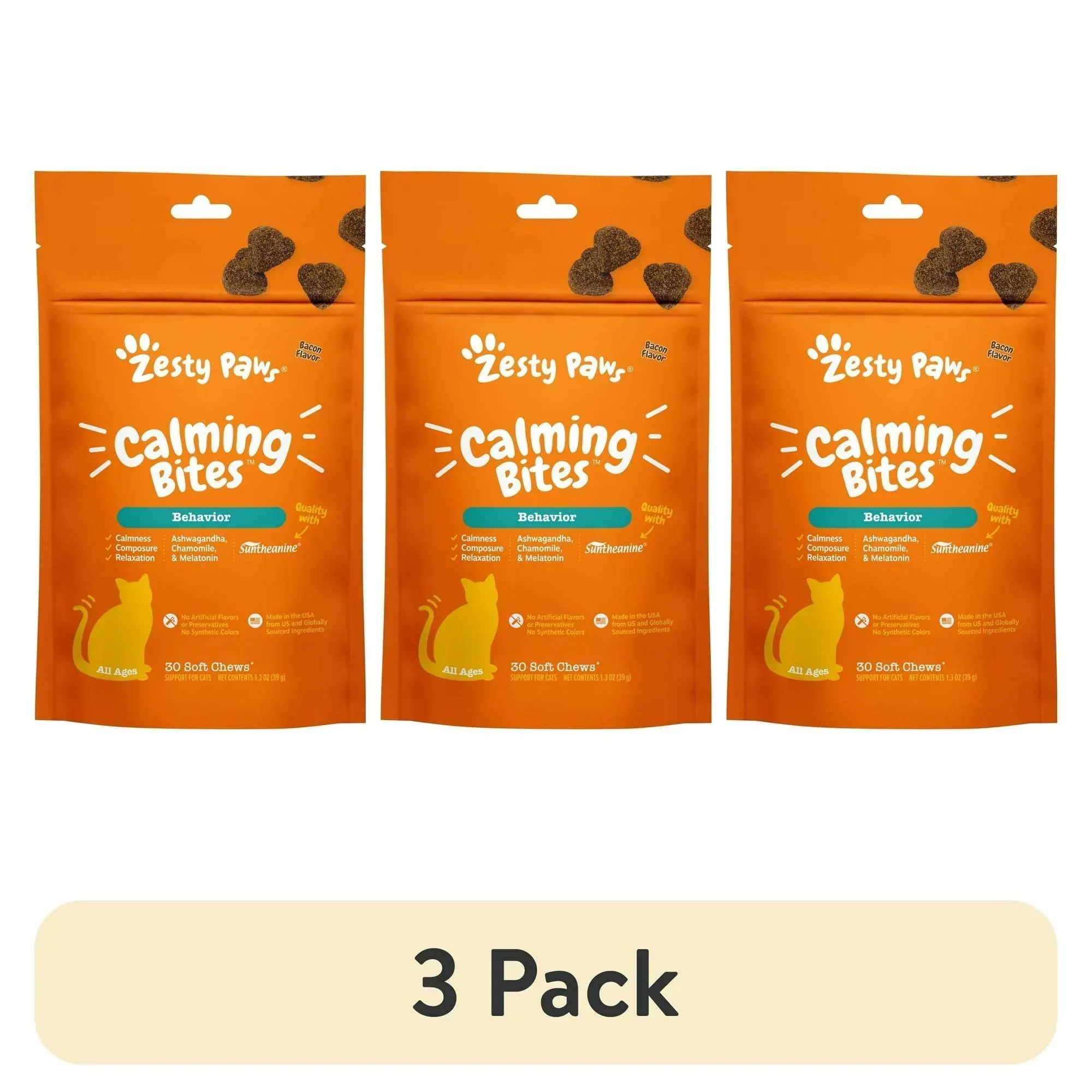 Zesty Paws Calming Bites for Cats, for Calmness, Composure & Relaxation, Bacon 30 ct - Image 11