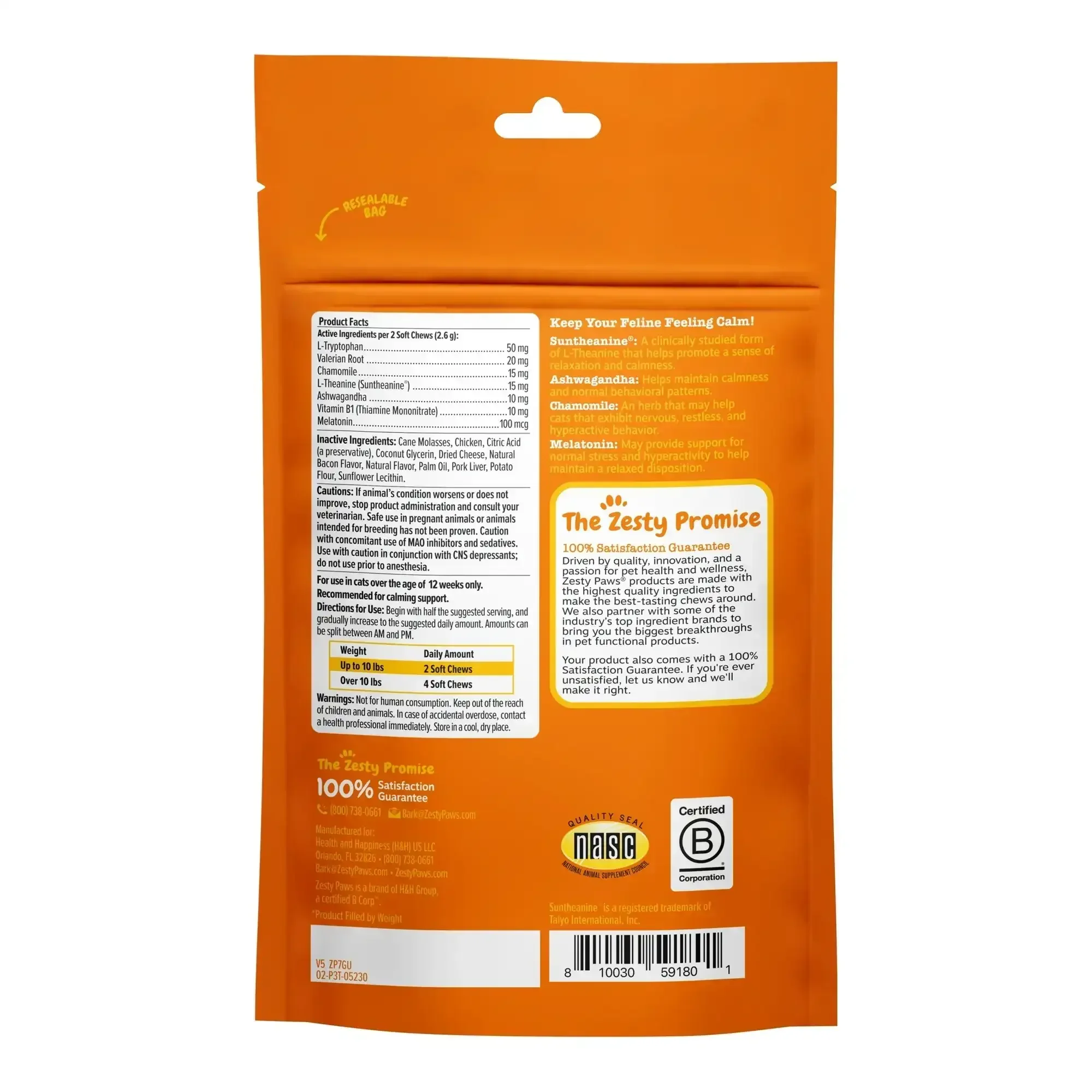 Zesty Paws Calming Bites for Cats, for Calmness, Composure & Relaxation, Bacon 30 ct - Image 9