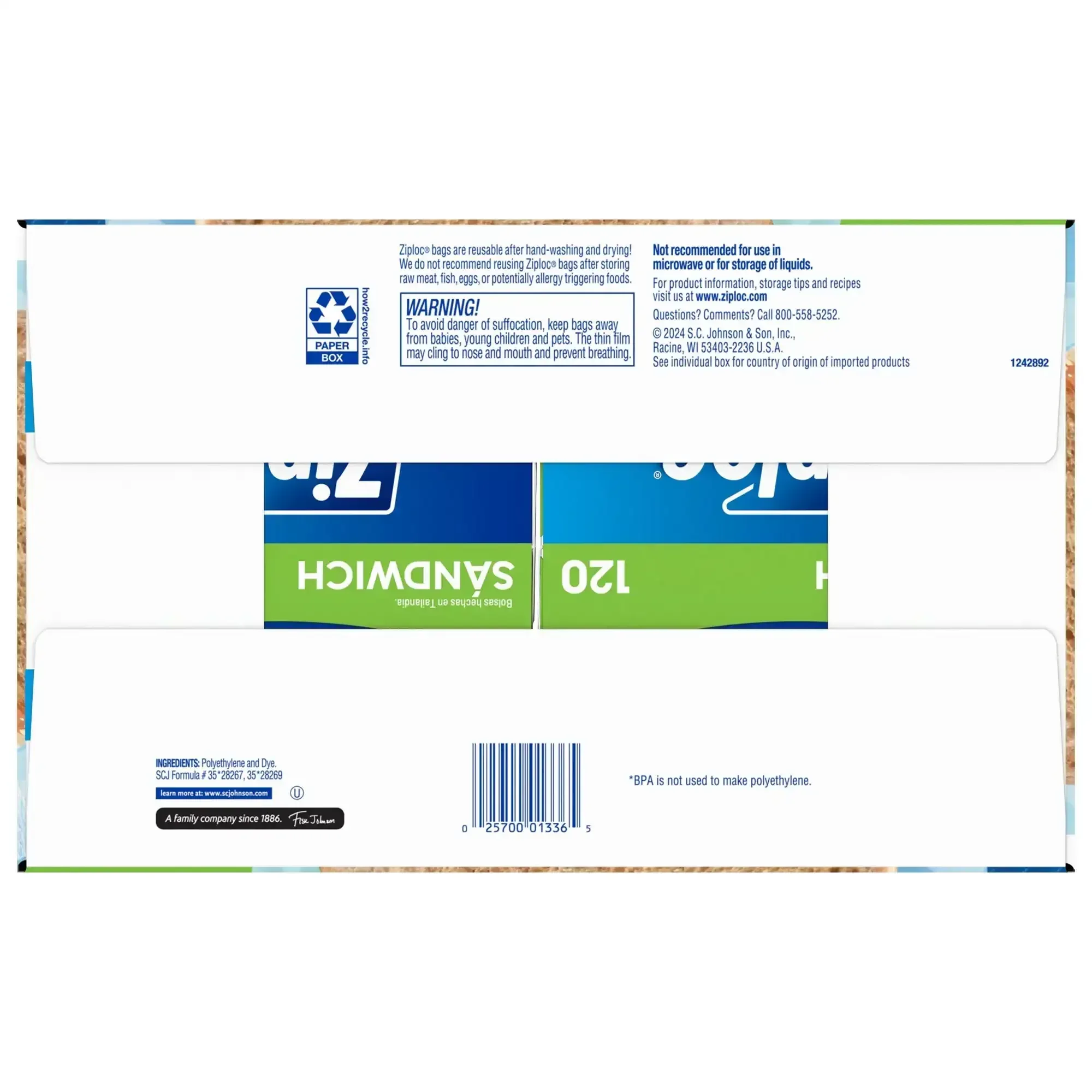 Ziploc Seal Top Bag, Sandwich, 480-count - Image 2
