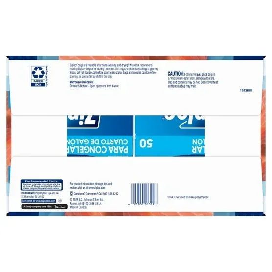 Ziploc Seal Top Freezer Bag, Quart, 200-count - Image 2