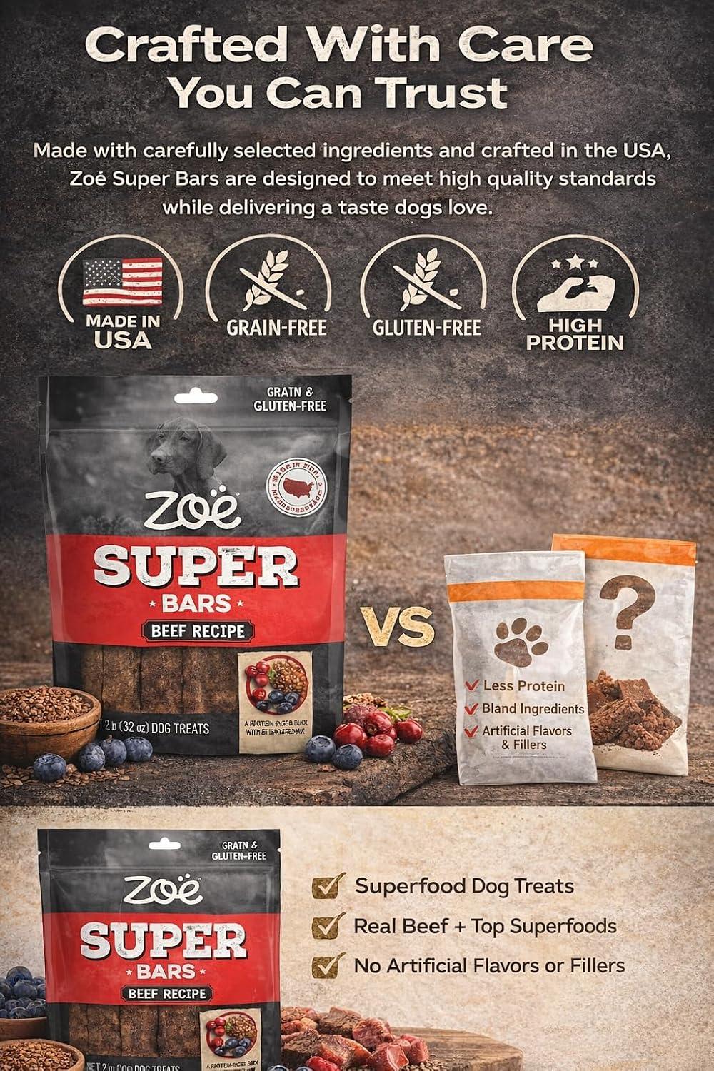 Zoe Super Bars Beef Recipe 2lb Bag - Image 13